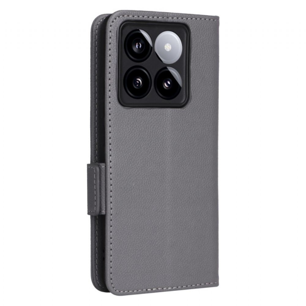 Kožený Kryt Xiaomi 14t Pro Textura Litchi S Popruhem
