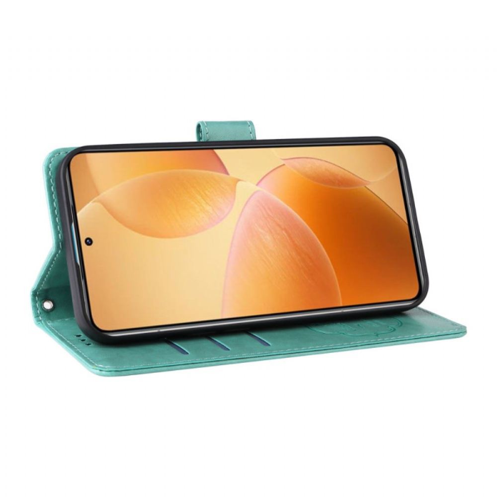 Kožený Kryt Xiaomi 14t Pro Vzor Motýlů A Květin