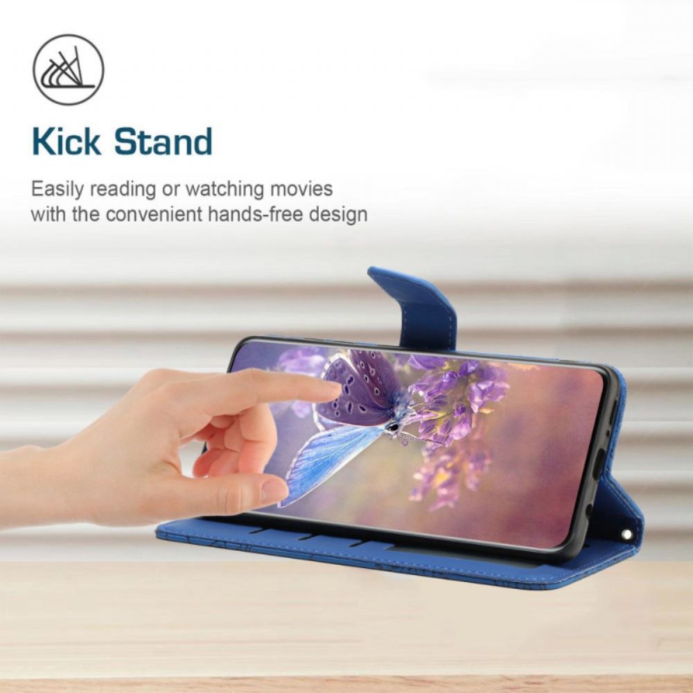 Kožený Kryt Xiaomi 14t Pro Vzor Motýlů A Květin S Popruhem