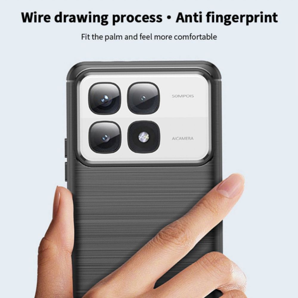 Kryt Xiaomi 14t Pro Kryty Na Mobil Kartáčované Uhlíkové Vlákno