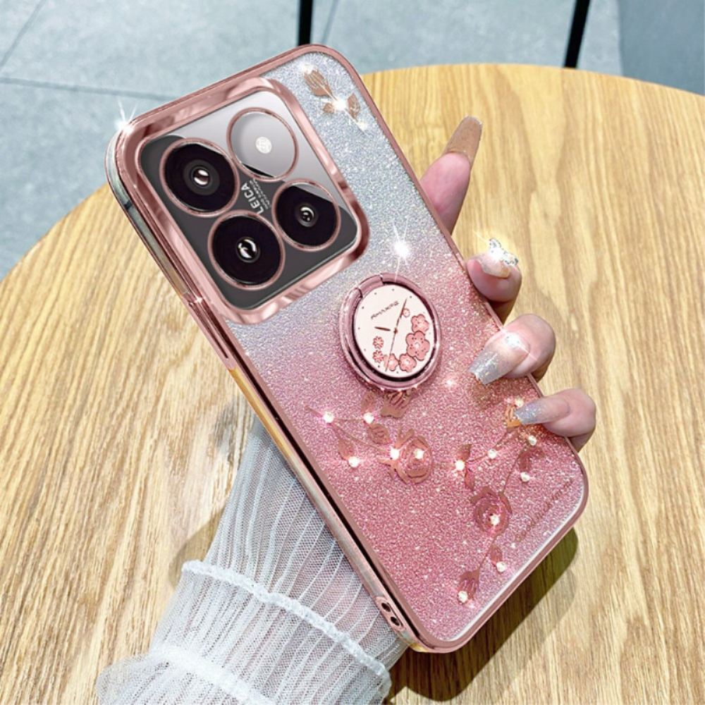 Kryt Xiaomi 14t Pro Prsten S Kamínky A Květinami Kadem