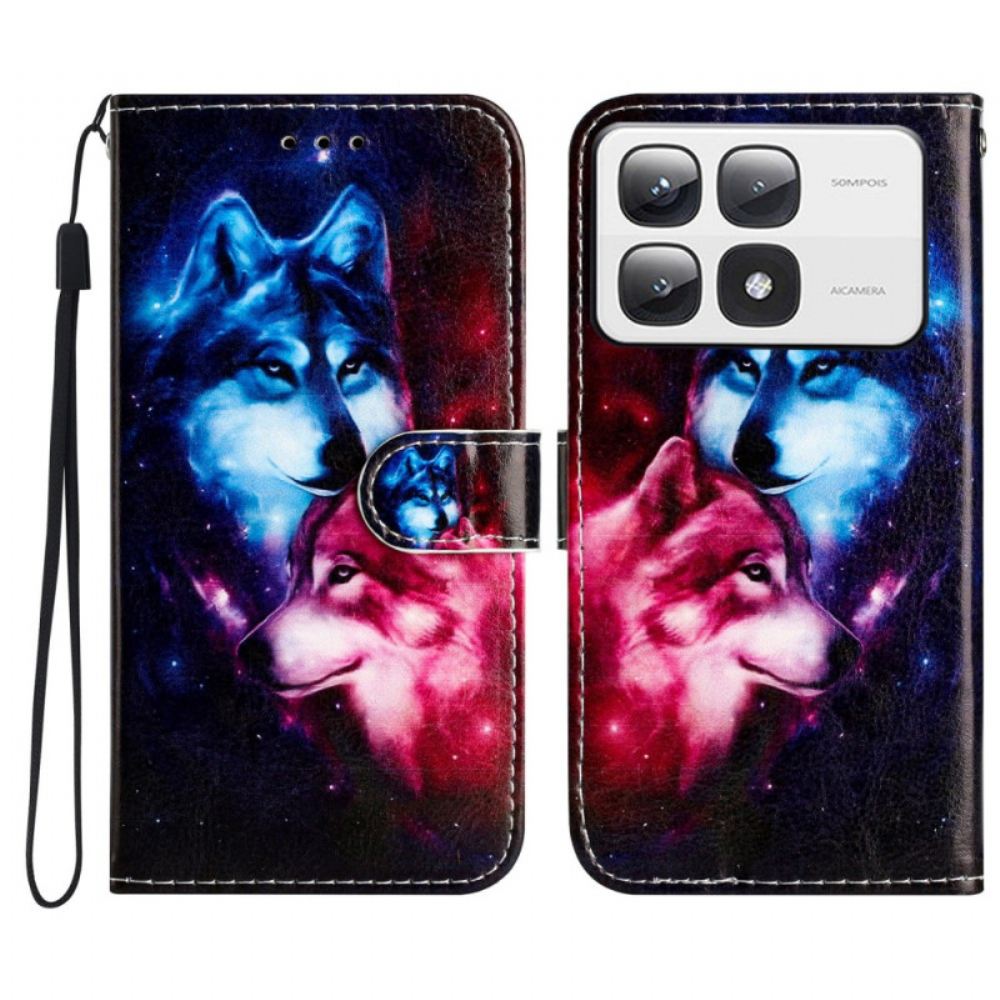 Peněženková Pouzdra Xiaomi 14t Pro Kryty Na Mobil Pár Vlků