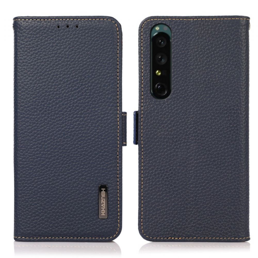 Flipové Pouzdro Na Sony Xperia 1 IV Khazneh Rfid Z Kůže Litchi