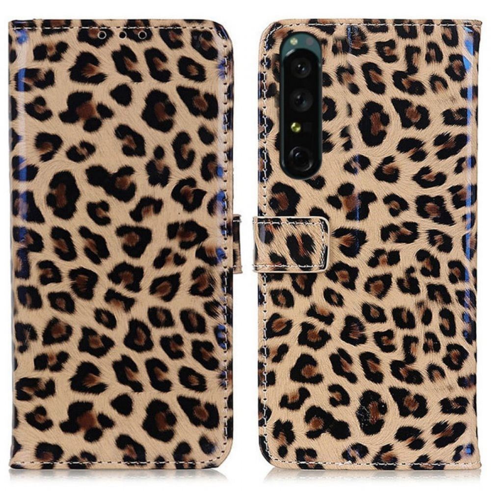 Kožené Pouzdro Na Sony Xperia 1 IV Efekt Leopardí Kůže