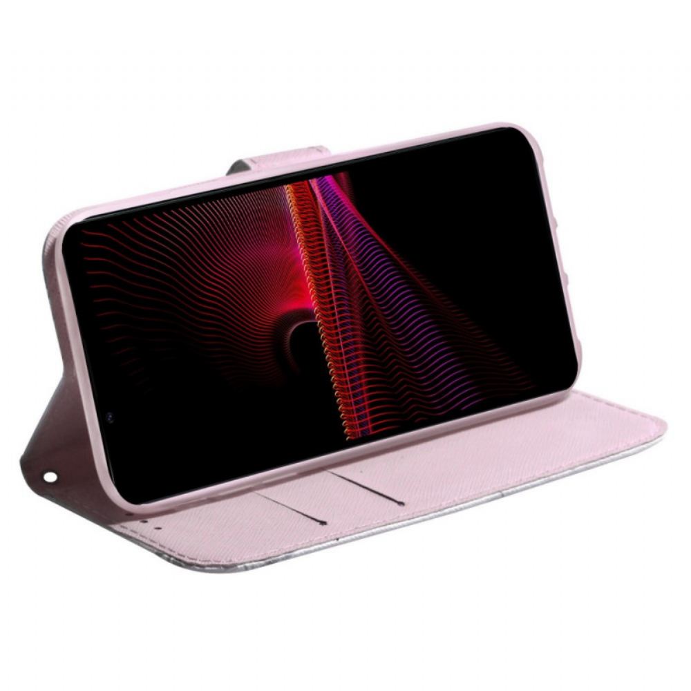 Kožené Pouzdro Na Sony Xperia 1 IV Na Lana Kočka A Rajče S Popruhem