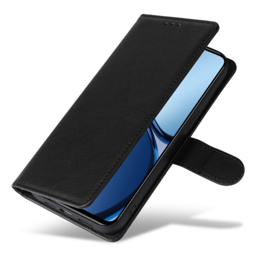 Kožený Kryt Na Realme C61 Jednobarevná Umělá Kůže