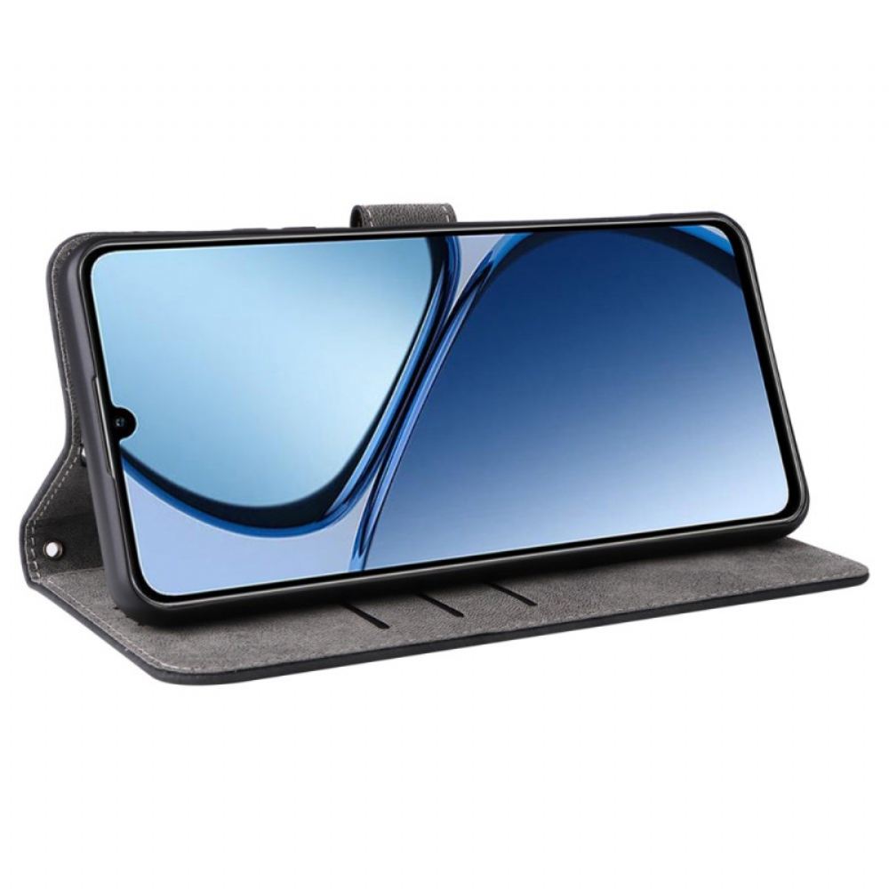 Peněženková Pouzdra Realme C61 Kryty Na Mobil Rfid Ochrana Semišový Efekt S Páskem