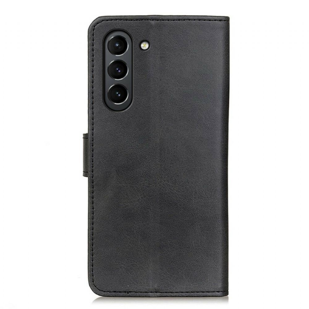 Flipové Pouzdro Na Samsung Galaxy S21 FE Efekt Retro Matné Kůže