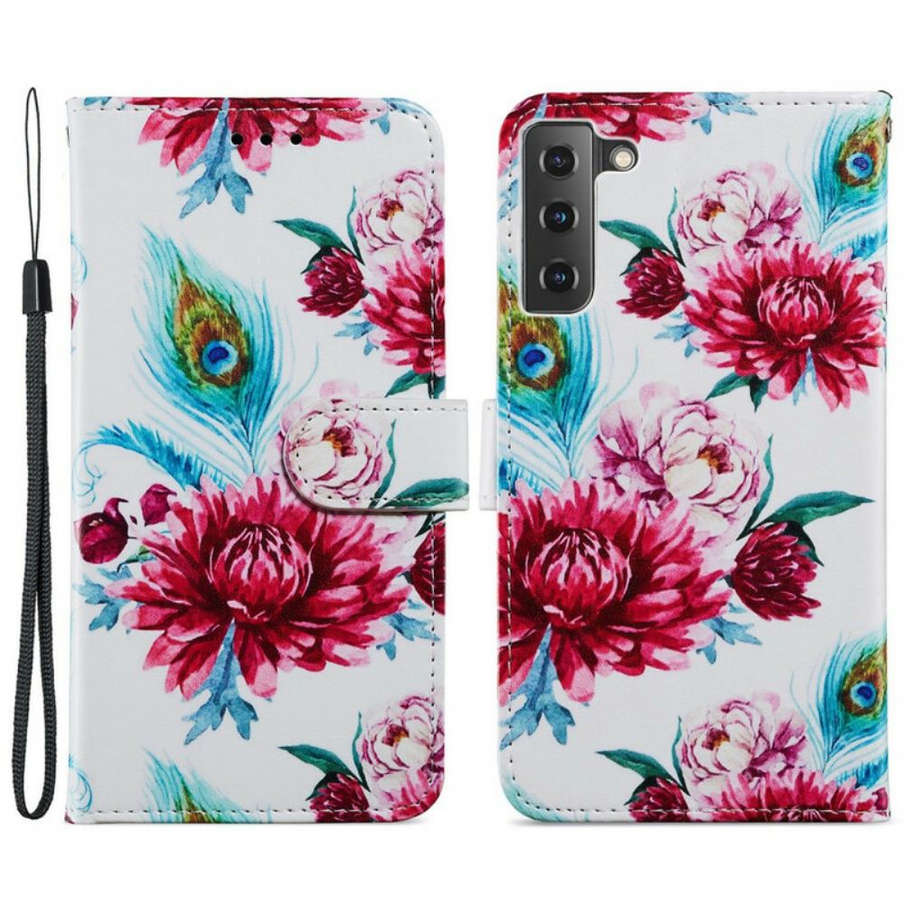 Flipové Pouzdro Na Samsung Galaxy S21 FE Intenzivní Květiny