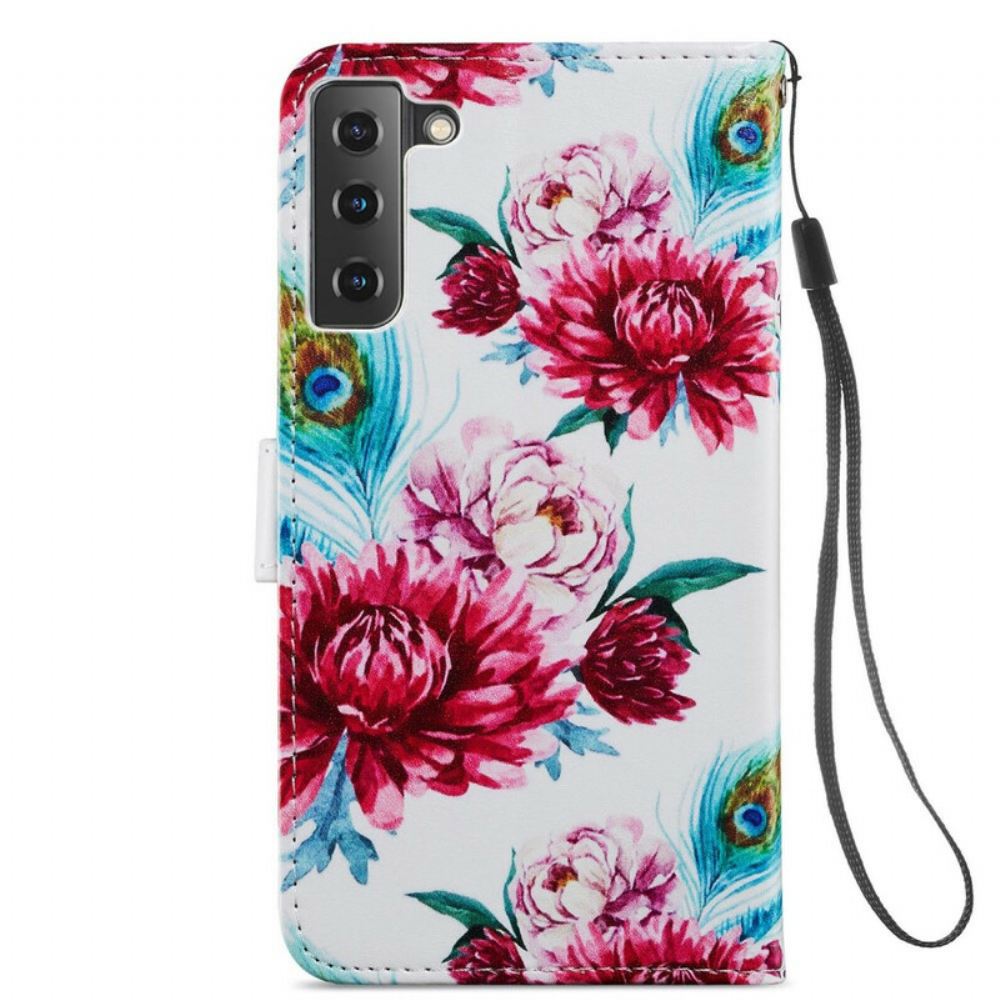 Flipové Pouzdro Na Samsung Galaxy S21 FE Intenzivní Květiny