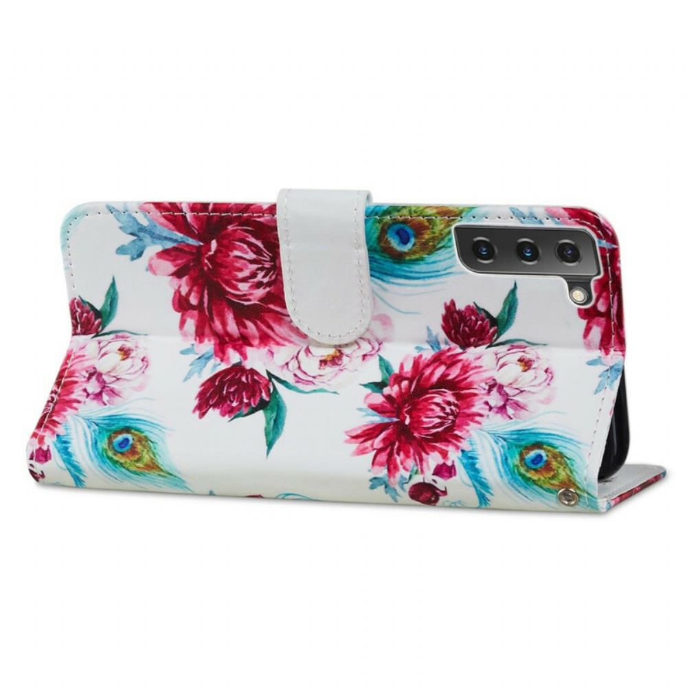 Flipové Pouzdro Na Samsung Galaxy S21 FE Intenzivní Květiny