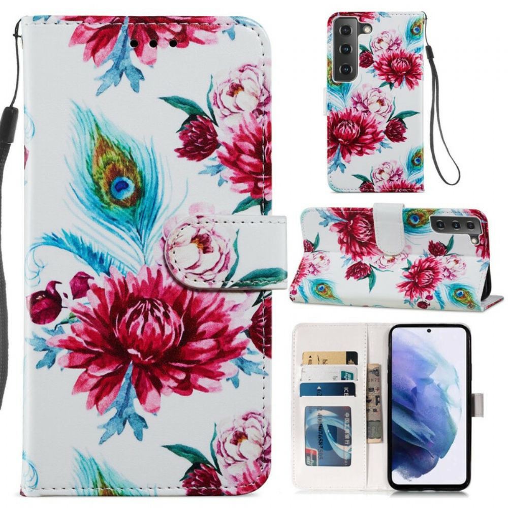 Flipové Pouzdro Na Samsung Galaxy S21 FE Intenzivní Květiny