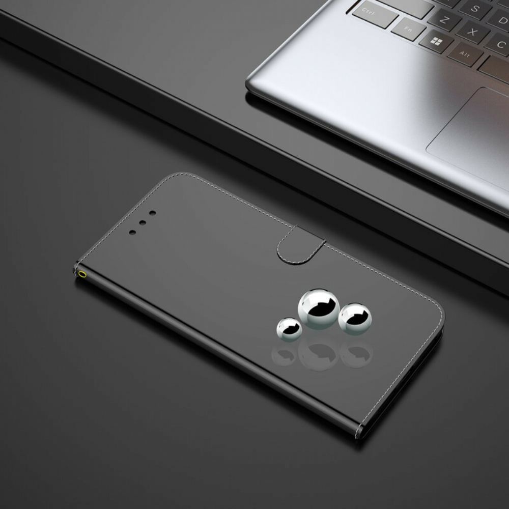Flipové Pouzdro Na Samsung Galaxy S21 FE Kryt Zrcadla Z Imitace Kůže