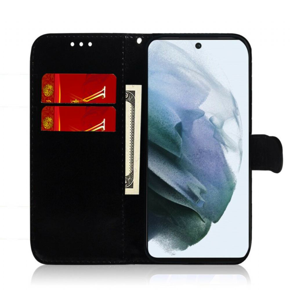 Flipové Pouzdro Na Samsung Galaxy S21 FE Kryt Zrcadla Z Imitace Kůže