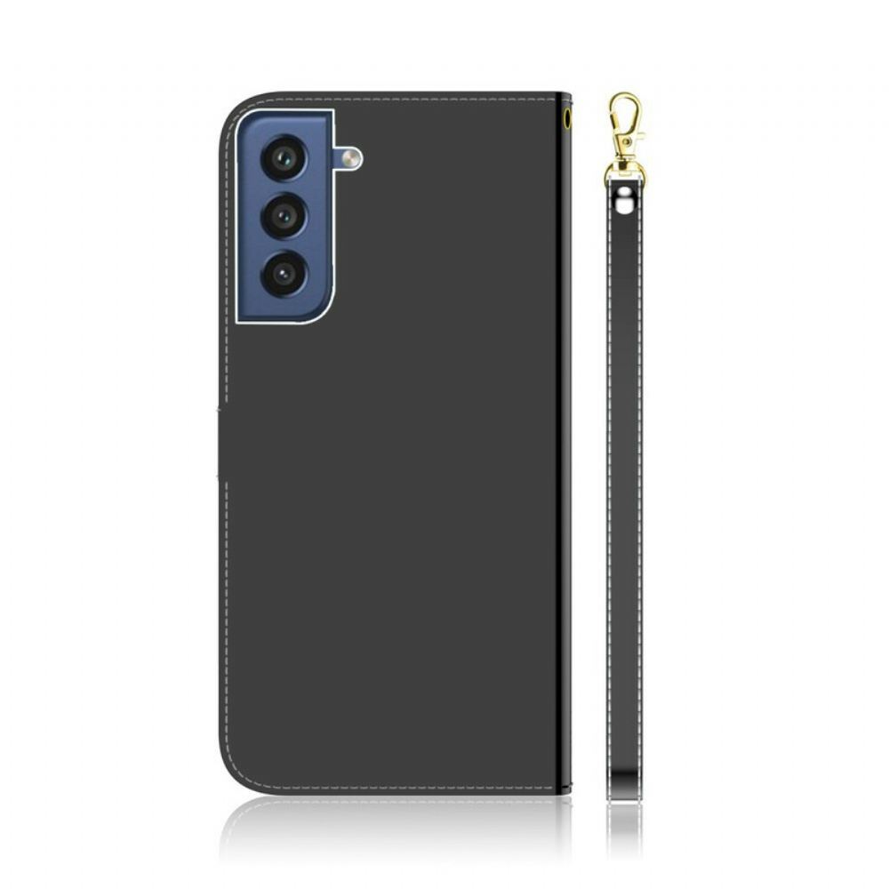 Flipové Pouzdro Na Samsung Galaxy S21 FE Kryt Zrcadla Z Imitace Kůže