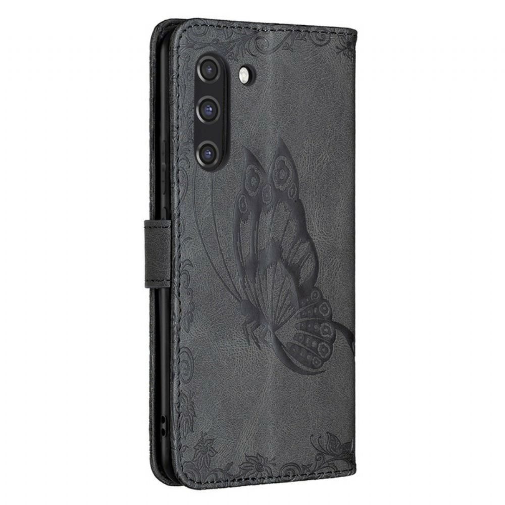 Flipové Pouzdro Na Samsung Galaxy S21 FE Na Lana Barokní Motýlek