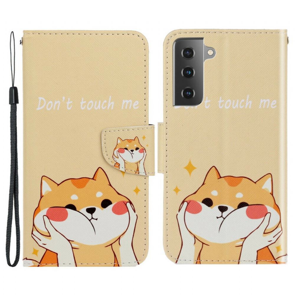 Flipové Pouzdro Na Samsung Galaxy S21 FE Na Lana Nedotýkej Se Mě Strappy Cat