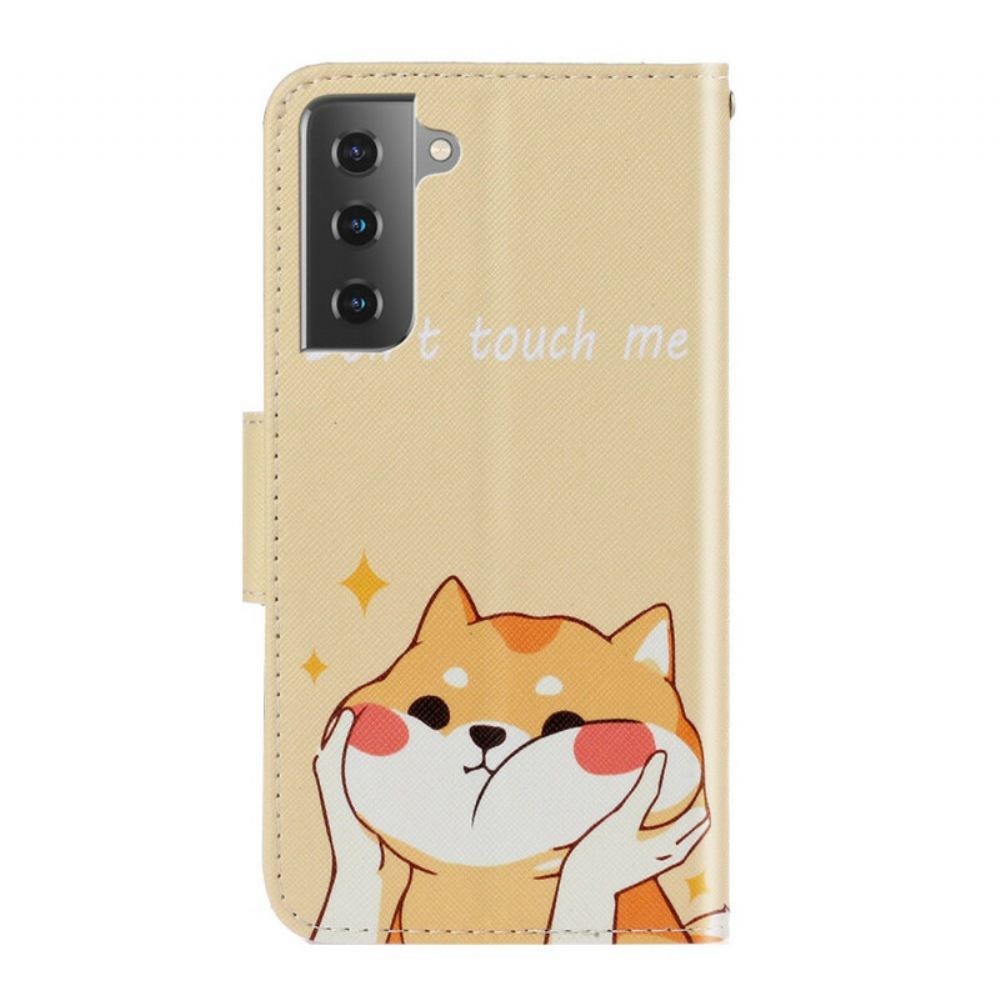 Flipové Pouzdro Na Samsung Galaxy S21 FE Na Lana Nedotýkej Se Mě Strappy Cat