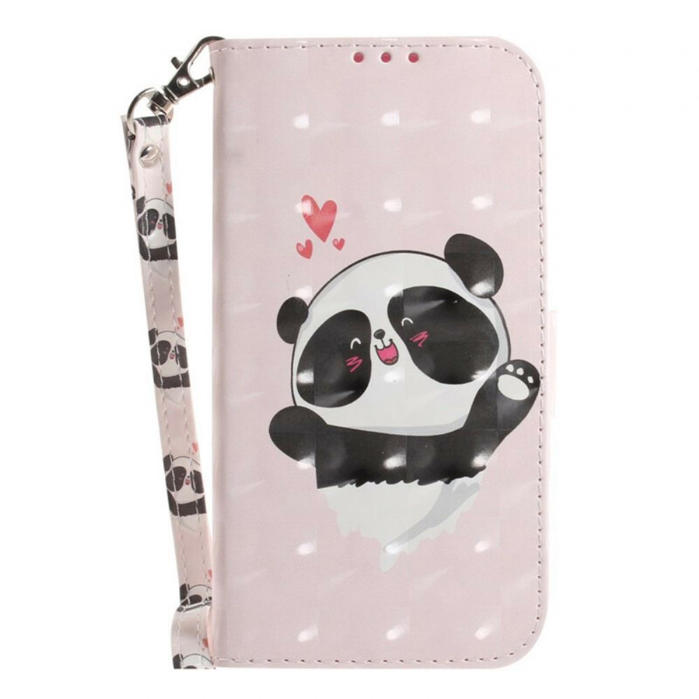 Flipové Pouzdro Na Samsung Galaxy S21 FE Na Lana Panda Love S Popruhem