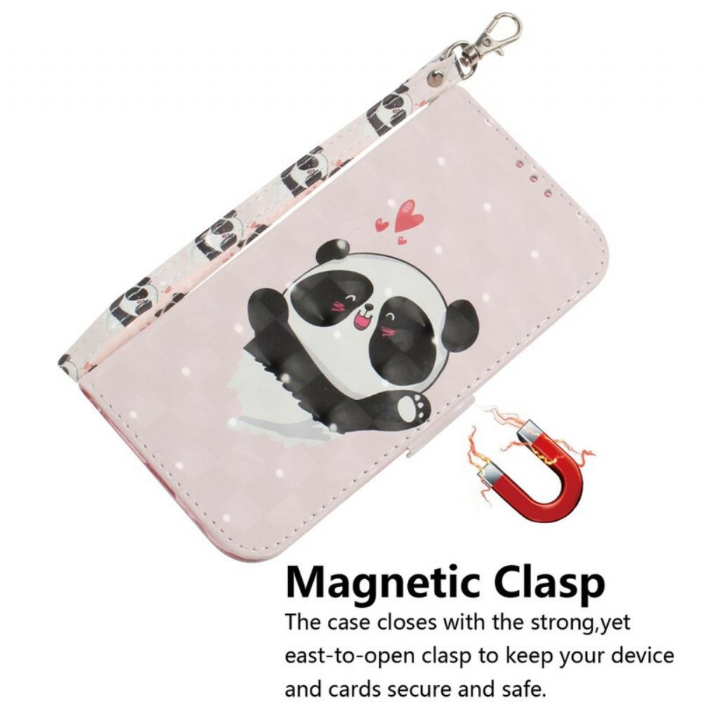 Flipové Pouzdro Na Samsung Galaxy S21 FE Na Lana Panda Love S Popruhem