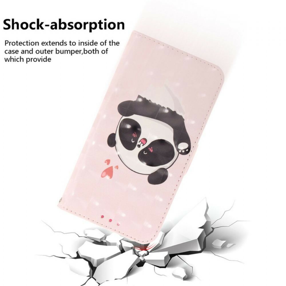 Flipové Pouzdro Na Samsung Galaxy S21 FE Na Lana Panda Love S Popruhem