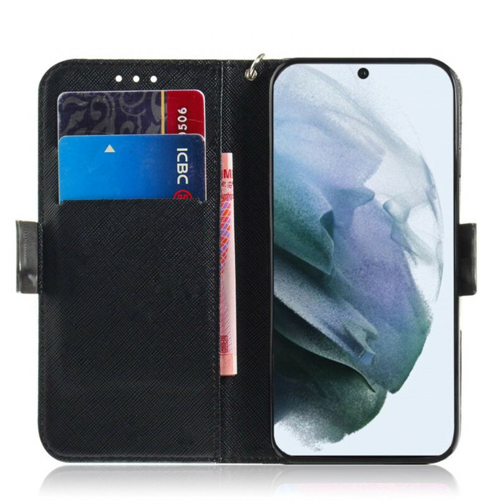 Flipové Pouzdro Na Samsung Galaxy S21 FE Na Lana Rozzlobená Panda S Popruhem