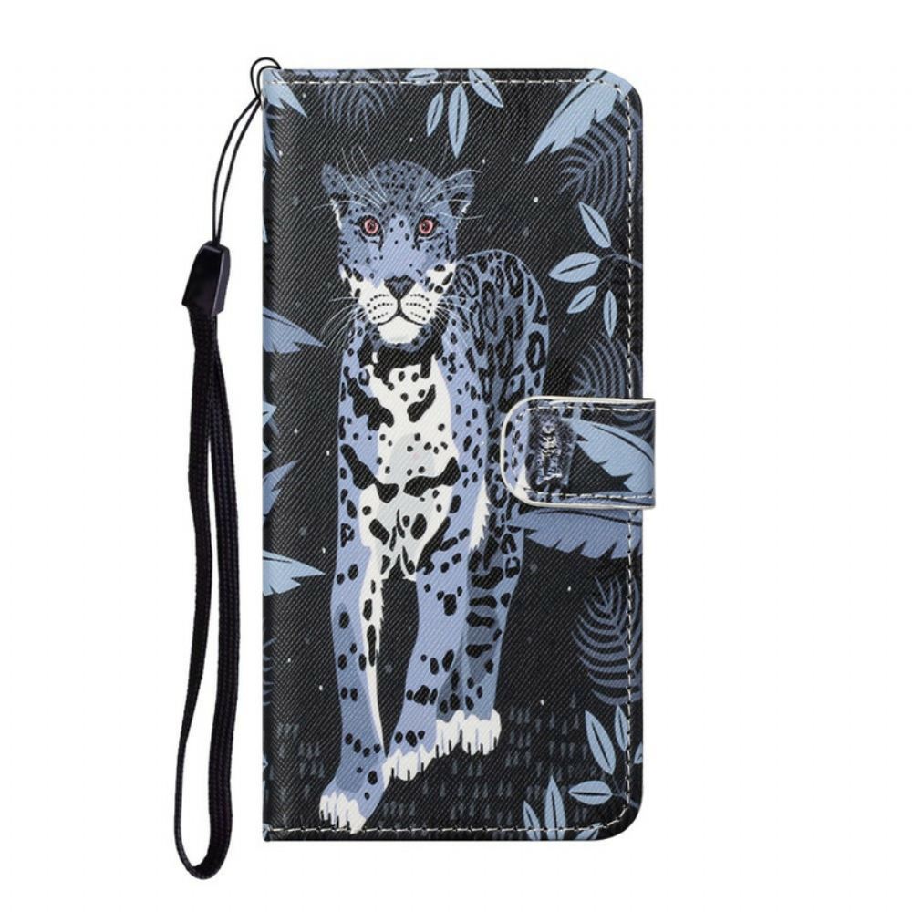 Flipové Pouzdro Na Samsung Galaxy S21 FE Na Lana Strappy Leopard