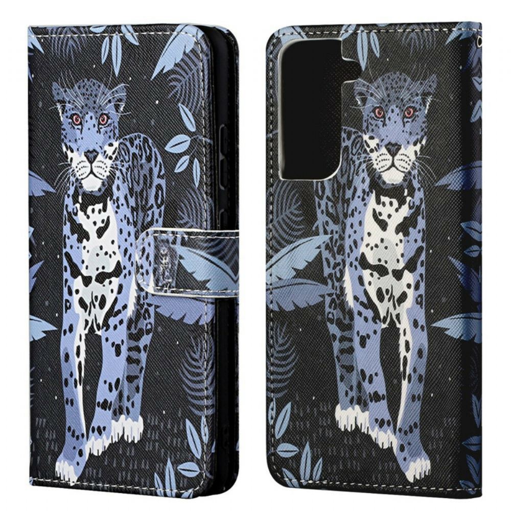 Flipové Pouzdro Na Samsung Galaxy S21 FE Na Lana Strappy Leopard