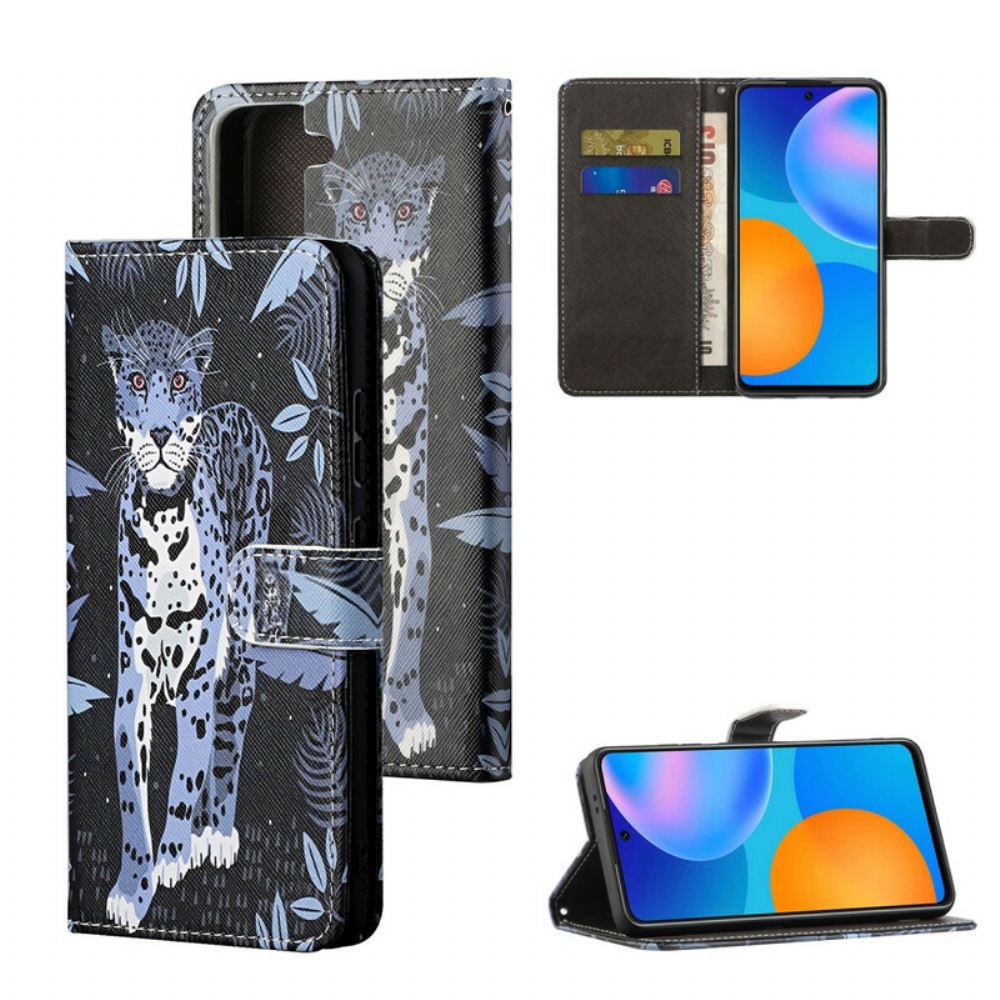 Flipové Pouzdro Na Samsung Galaxy S21 FE Na Lana Strappy Leopard