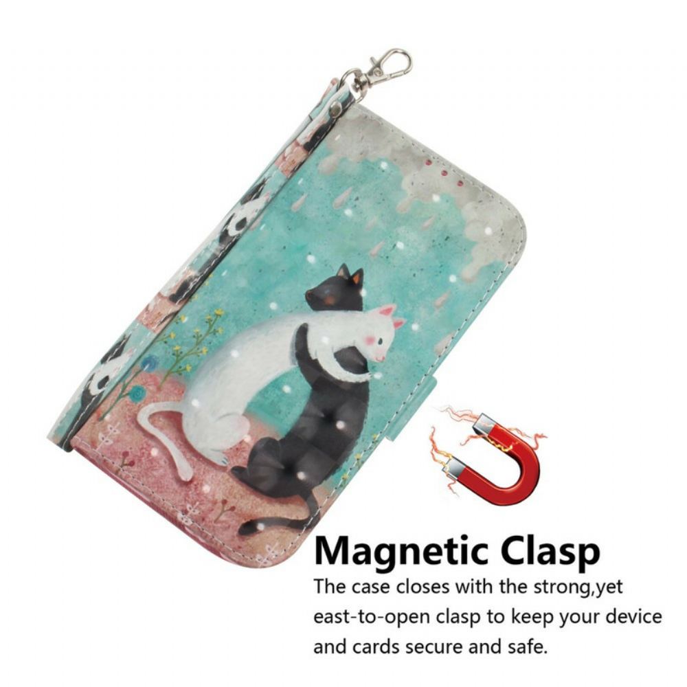 Flipové Pouzdro Na Samsung Galaxy S21 FE Na Lana Tanga Cat Friends