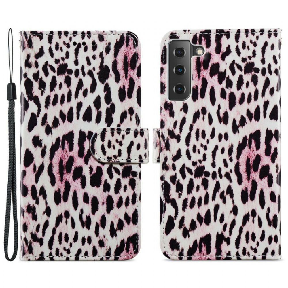 Flipové Pouzdro Na Samsung Galaxy S21 FE Leopardí Tisk