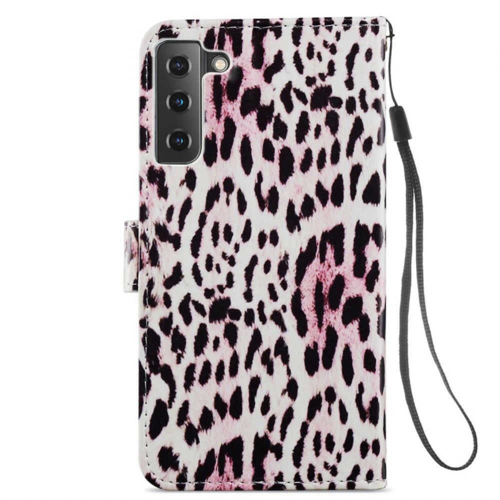 Flipové Pouzdro Na Samsung Galaxy S21 FE Leopardí Tisk