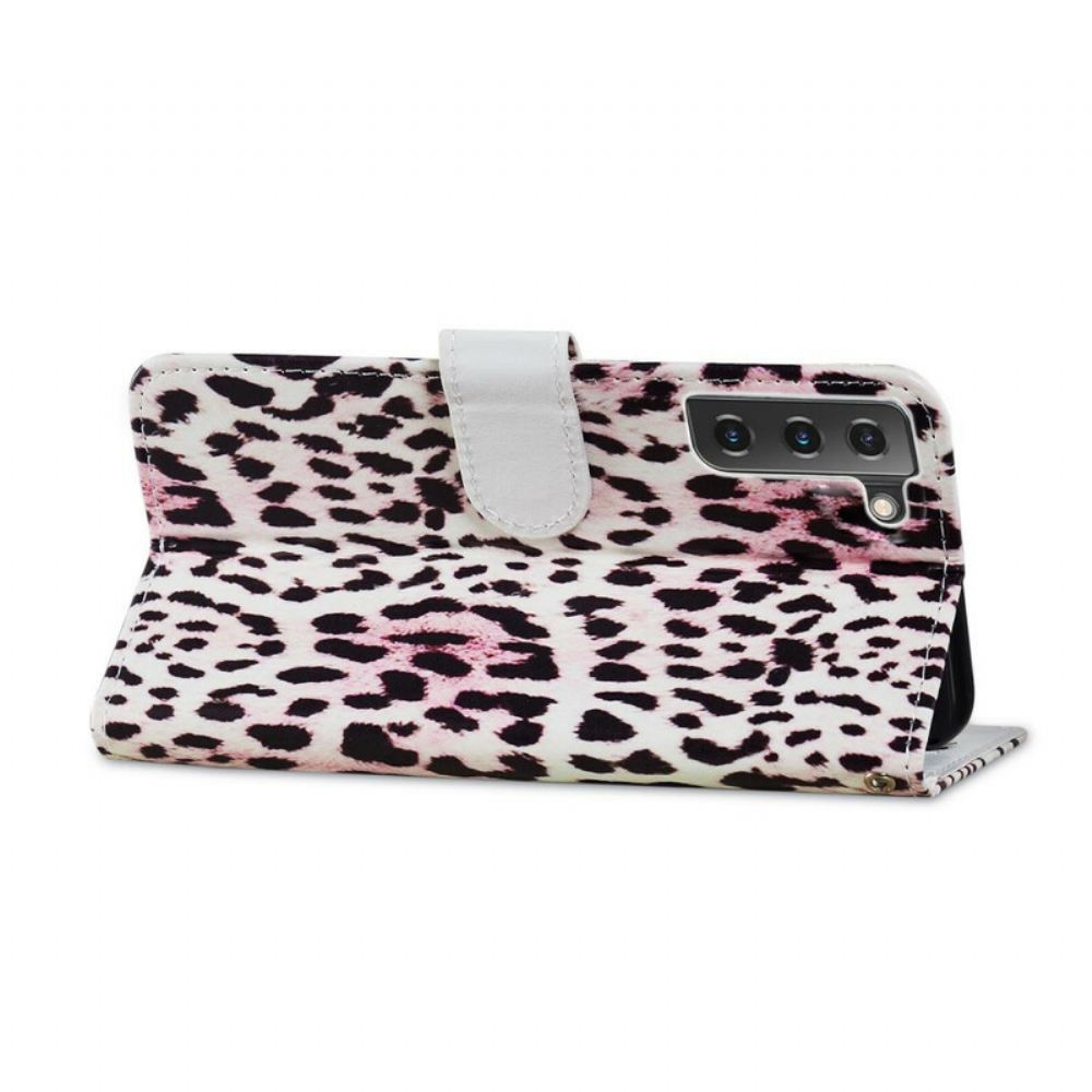 Flipové Pouzdro Na Samsung Galaxy S21 FE Leopardí Tisk