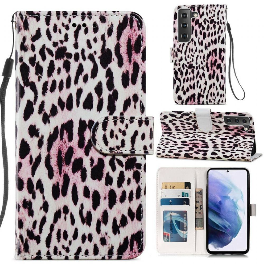 Flipové Pouzdro Na Samsung Galaxy S21 FE Leopardí Tisk