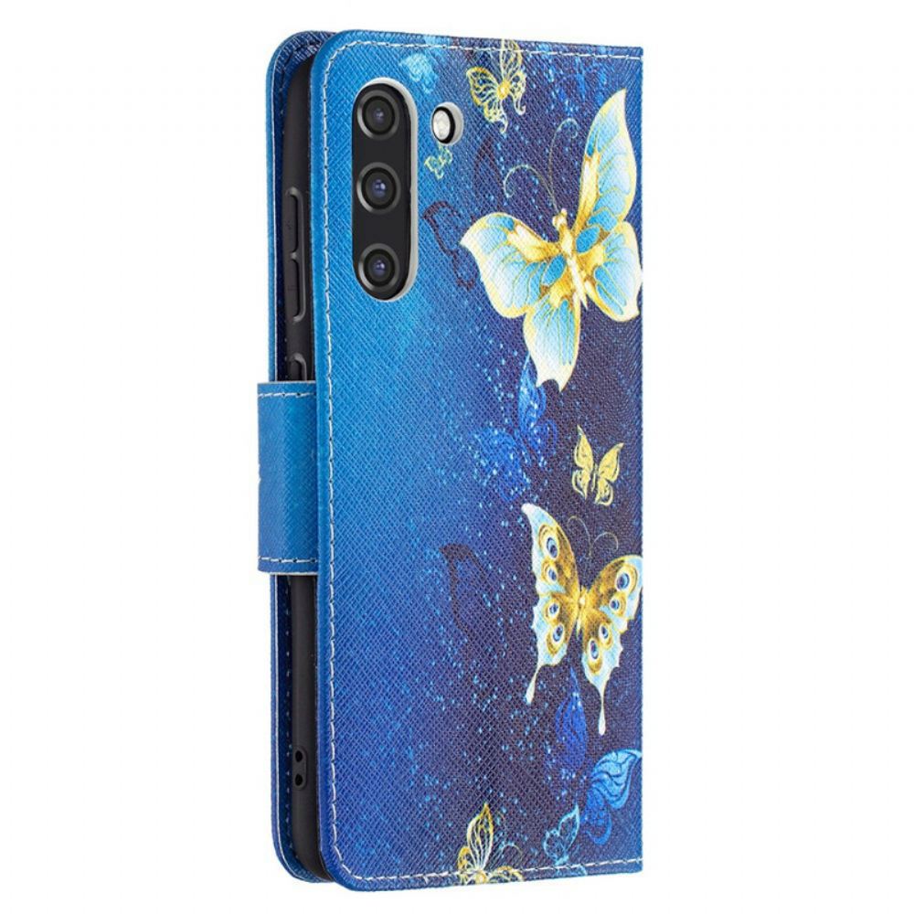Flipové Pouzdro Na Samsung Galaxy S21 FE Motýlí Králové