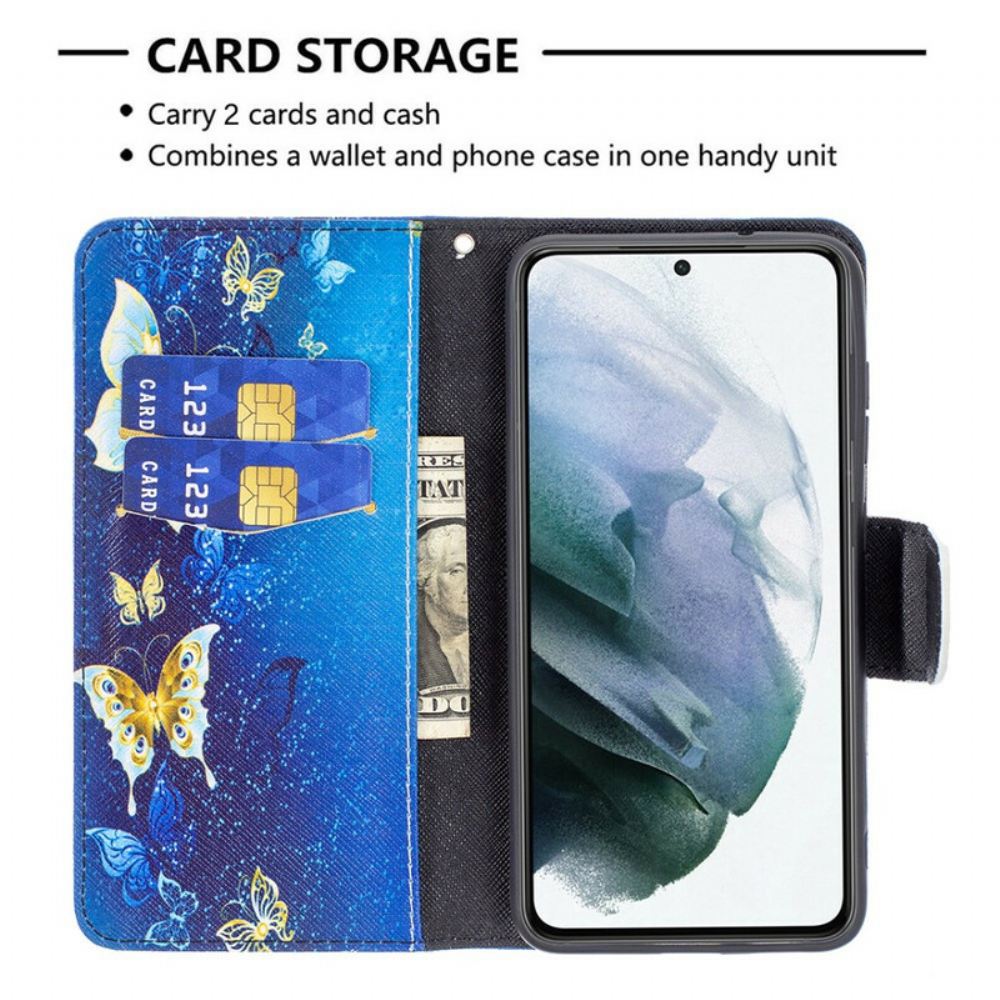 Flipové Pouzdro Na Samsung Galaxy S21 FE Motýlí Králové