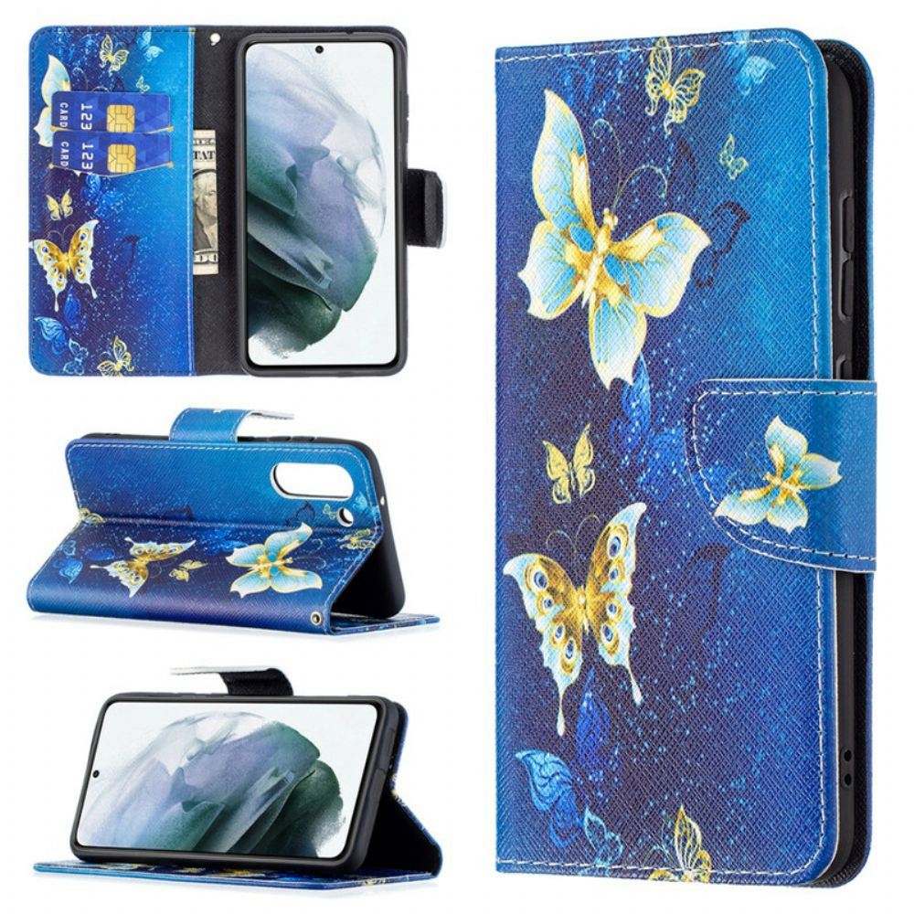 Flipové Pouzdro Na Samsung Galaxy S21 FE Motýlí Králové