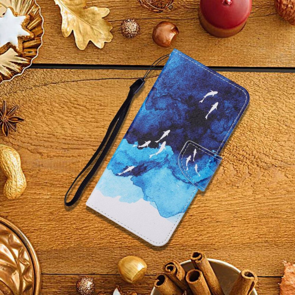 Flipové Pouzdro Na Samsung Galaxy S21 FE Moře S Popruhem