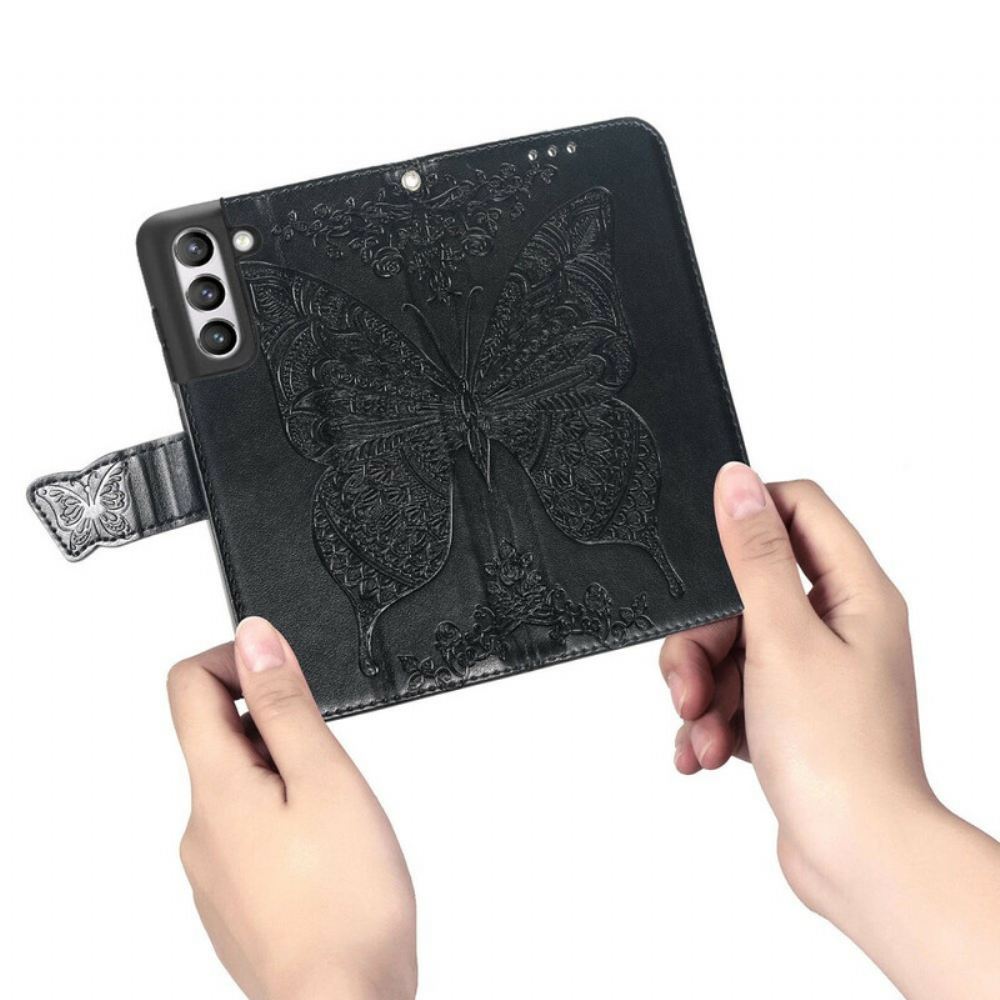 Flipové Pouzdro Na Samsung Galaxy S21 FE Poloviční Motýli