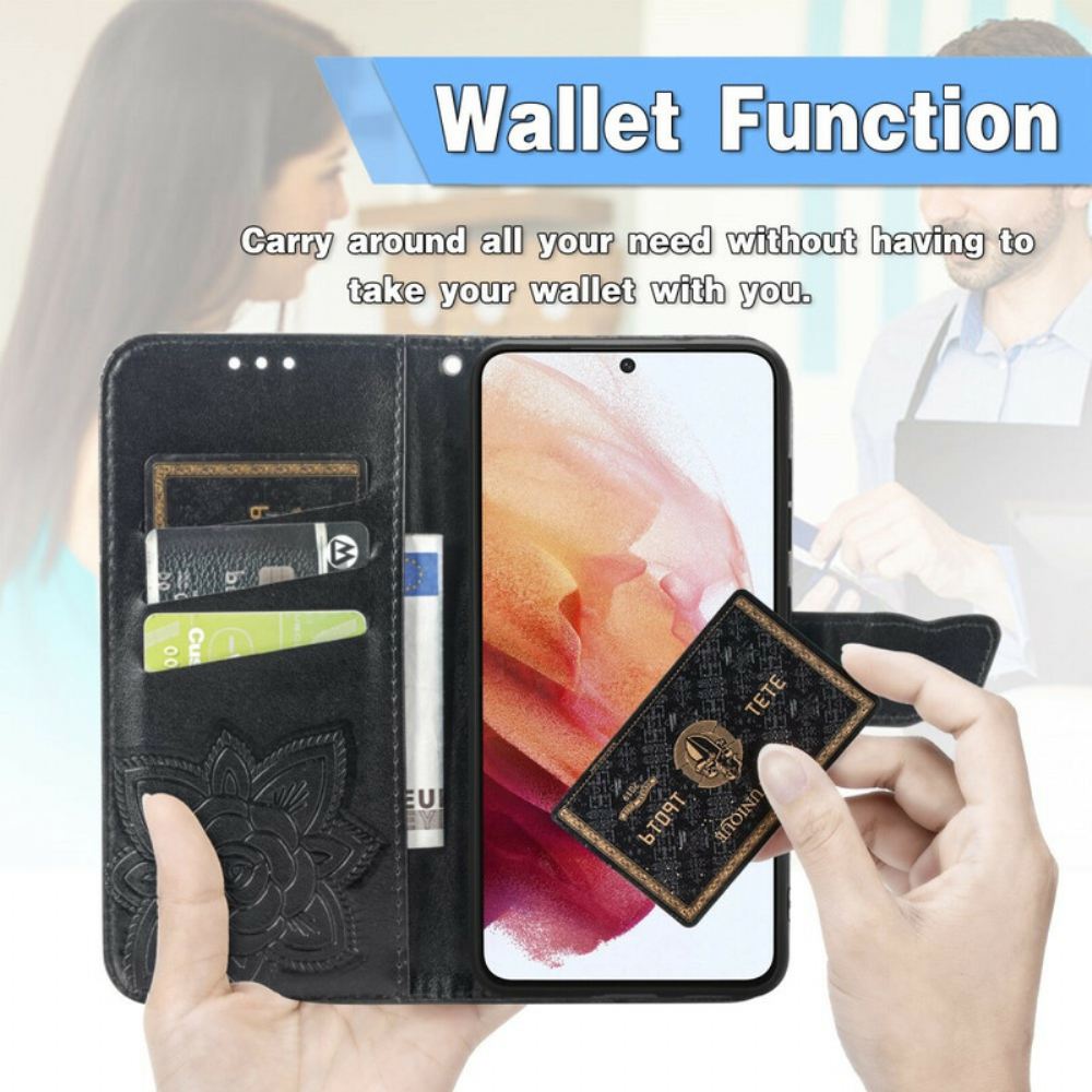 Flipové Pouzdro Na Samsung Galaxy S21 FE Poloviční Motýli