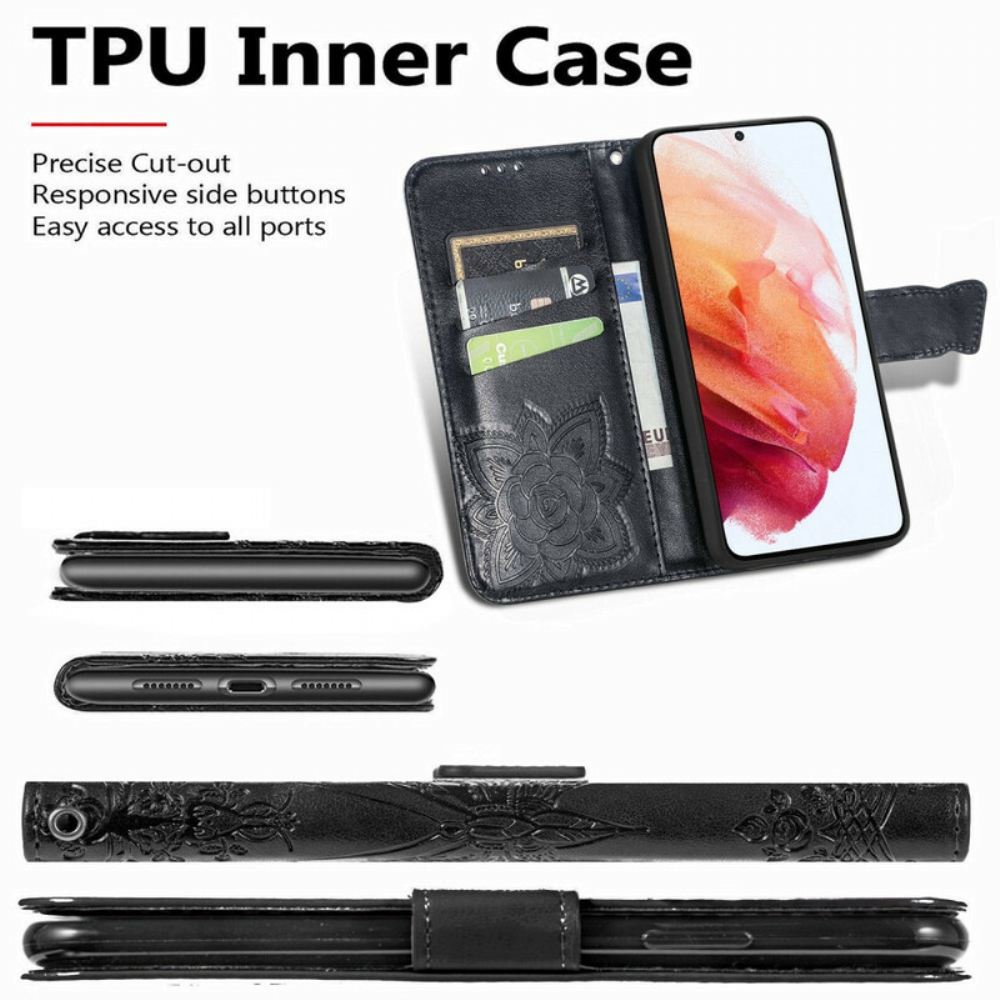 Flipové Pouzdro Na Samsung Galaxy S21 FE Poloviční Motýli
