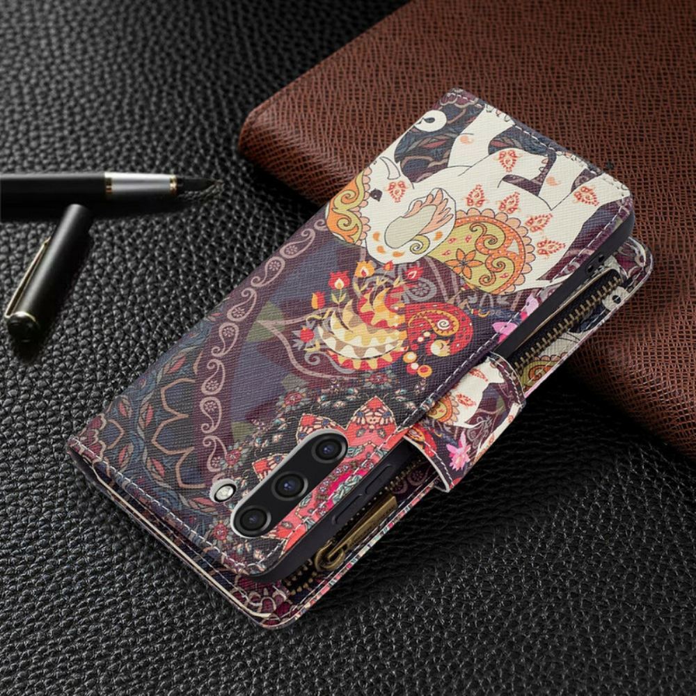 Flipové Pouzdro Na Samsung Galaxy S21 FE Sloní Kapsa Na Zip