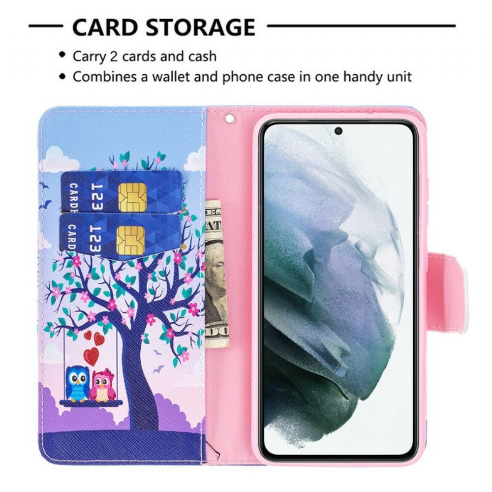 Flipové Pouzdro Na Samsung Galaxy S21 FE Sovy Na Houpačce