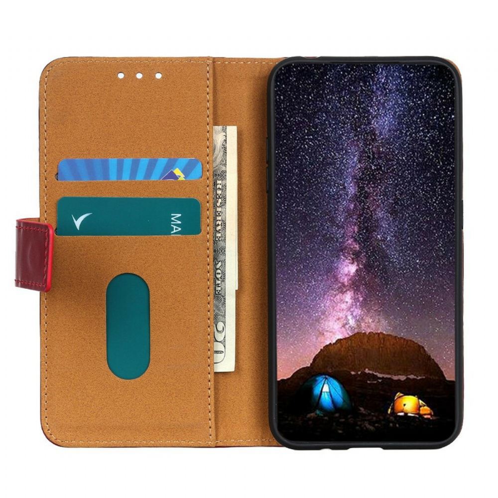 Flipové Pouzdro Na Samsung Galaxy S21 FE Tříbarevný Kožený Efekt