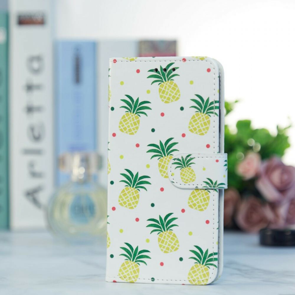 Flipové Pouzdro Na Samsung Galaxy S21 FE Více Ananasů