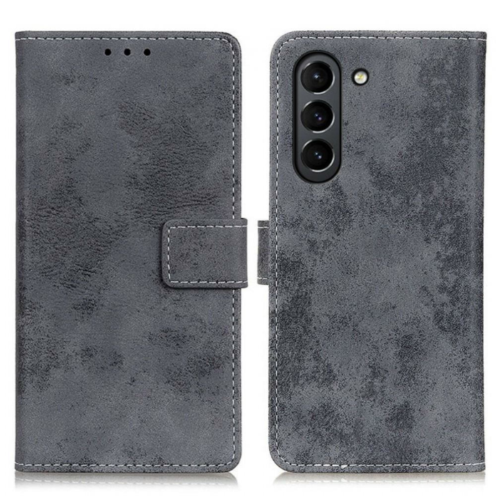 Flipové Pouzdro Na Samsung Galaxy S21 FE Vintage Kožený Efekt
