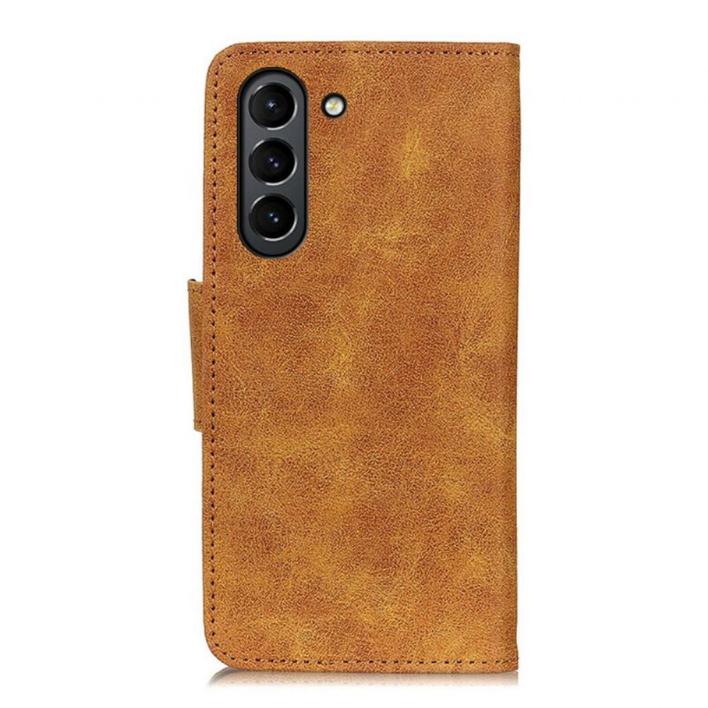 Flipové Pouzdro Na Samsung Galaxy S21 FE Vintage Štípaná Kůže