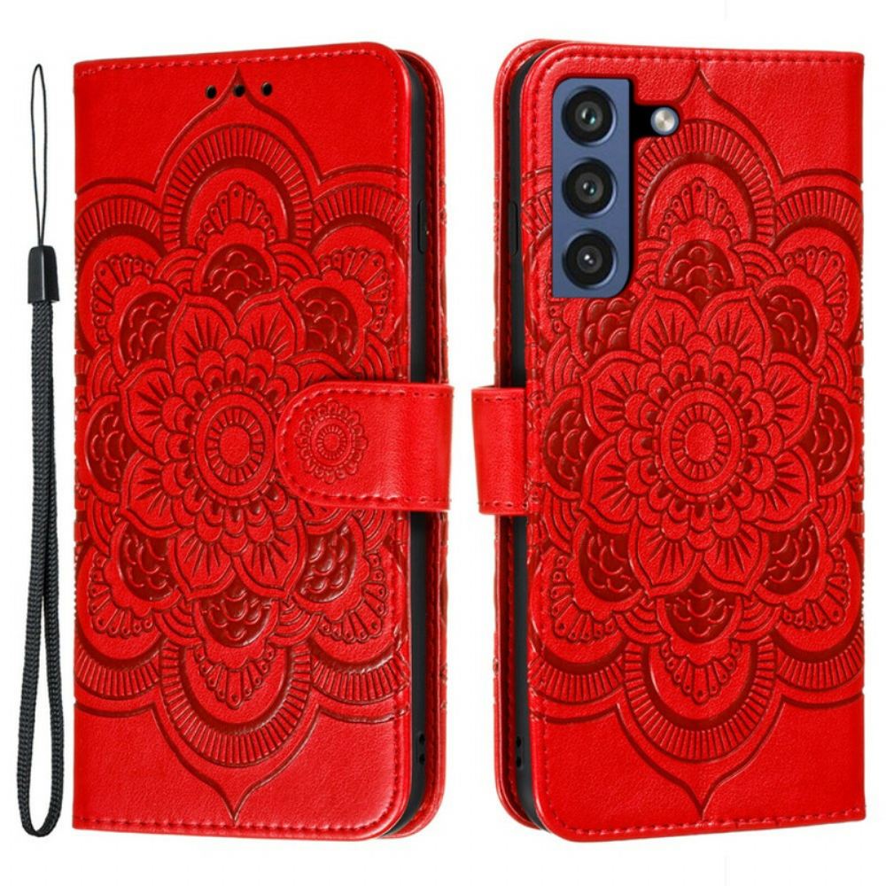 Kožené Pouzdro Na Samsung Galaxy S21 FE Celá Mandala