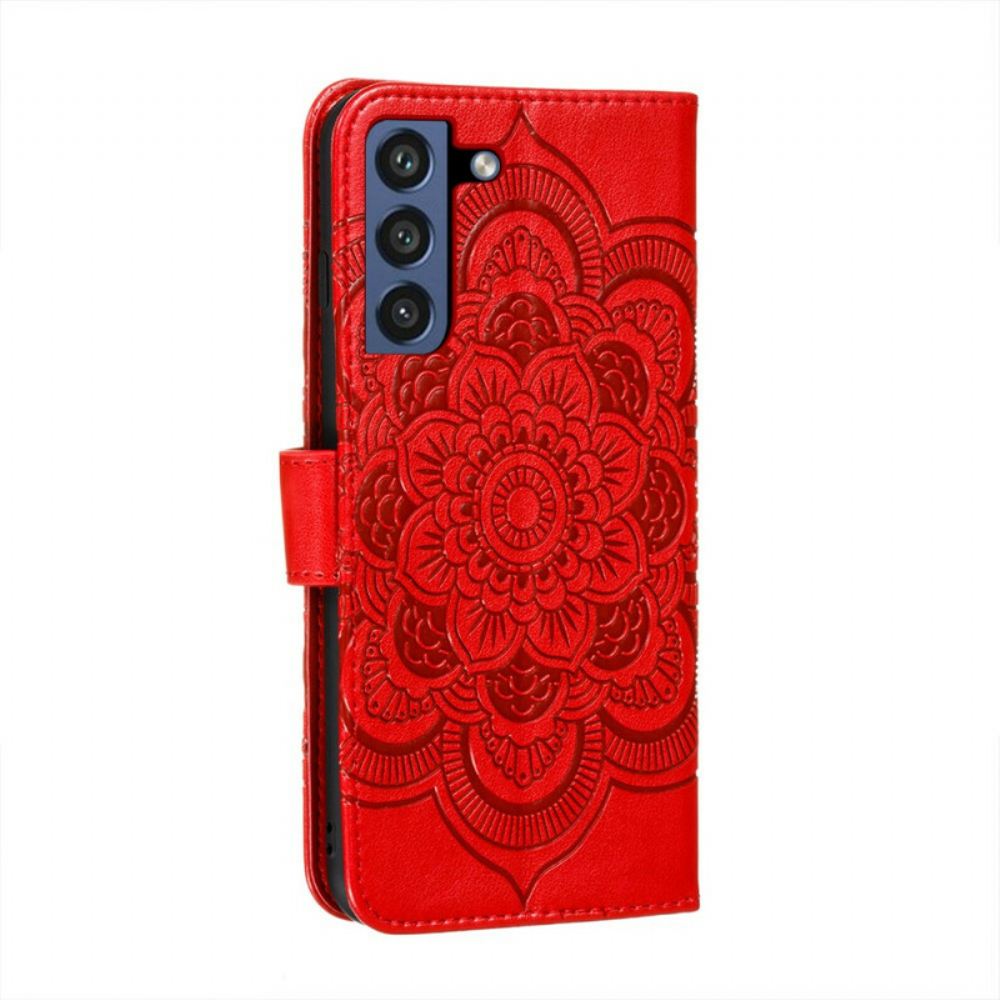 Kožené Pouzdro Na Samsung Galaxy S21 FE Celá Mandala