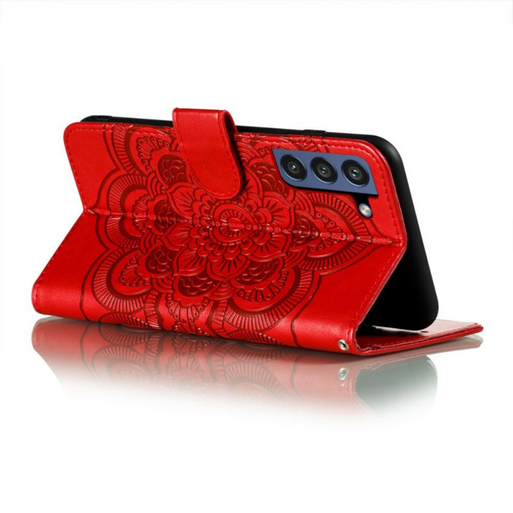 Kožené Pouzdro Na Samsung Galaxy S21 FE Celá Mandala